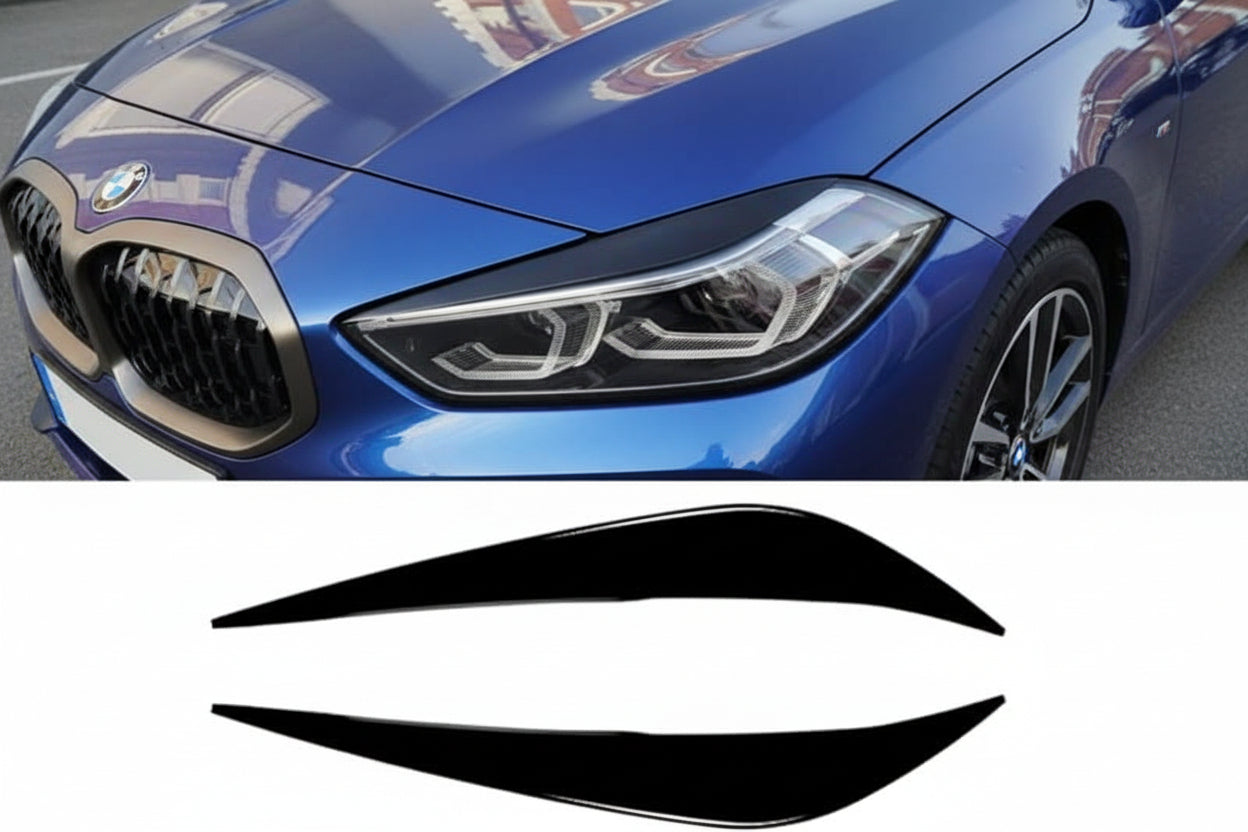 Headlight Eyebrow Eyelids Trim Cover for BMW 1 Series F40 2019-2024, Gloss Black