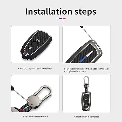 3 buttons for BMW Key Fob Cover, Zinc Alloy Heavy Duty Silicon Protector with Keychain Keyless Entry Remote Case Holder Car Key Case for BMW 1 3 4 5 6 7 Series X3 X4 M5 M6 GT3 GT5