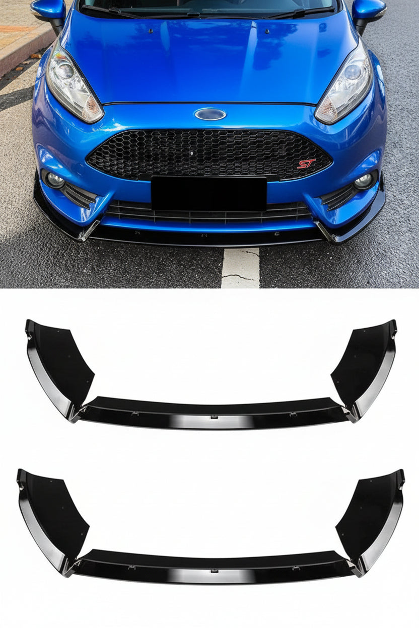 Front Splitter Spoiler Lip Compatible With Ford Fiesta ST MK7 2012-2017 ABS Gloss Black