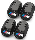 Metal Car Tire Valve Stem Caps Fit M M2 M4 M5 M6 M8 X1 X2 X3 X5 X6 M135i M240i Z4 328i X7, Car Tire Air Caps Cover, Anti-corrosion Premium Alloy Leak-Proof Car Tire Accessories, Black(4Pcs)