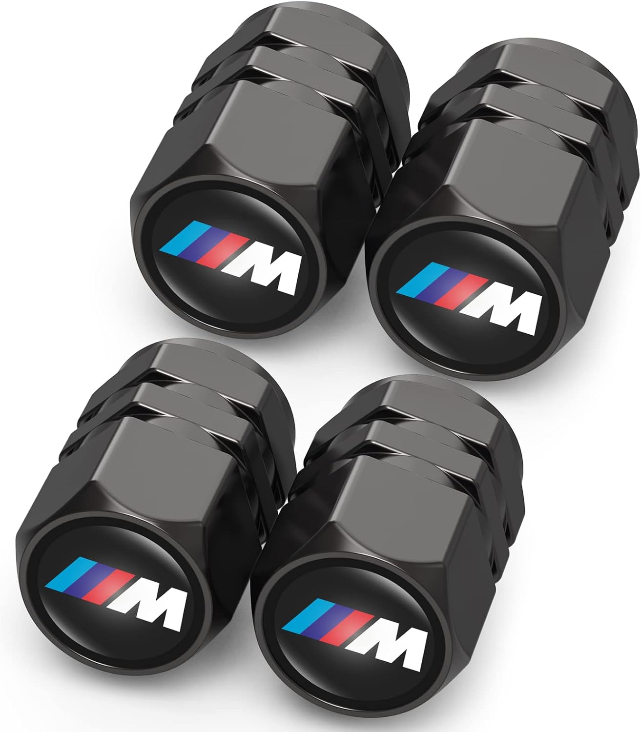 Metal Car Tire Valve Stem Caps Fit M M2 M4 M5 M6 M8 X1 X2 X3 X5 X6 M135i M240i Z4 328i X7, Car Tire Air Caps Cover, Anti-corrosion Premium Alloy Leak-Proof Car Tire Accessories, Black(4Pcs)