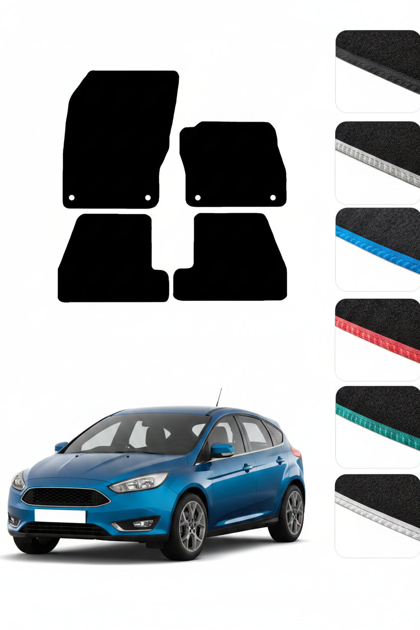 Car Floor Mats for Ford Focus 2011-2018 Full Coverage Floor Protection - Anti Slip & Fit Car Mat with Clips Easy to Clean Car Carpet for All-Weather