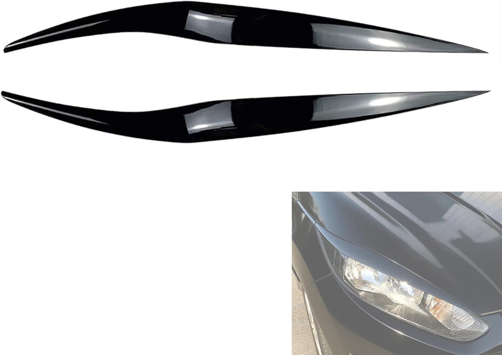 Car Headlight Eyebrow Trim Cover For Ford Fiesta MK7.5, Front Left and Right Headlight Eyebrow Eyelid Cover Trims Gloss Black for Fiesta Mk6.5 MK7.5 2012-2017