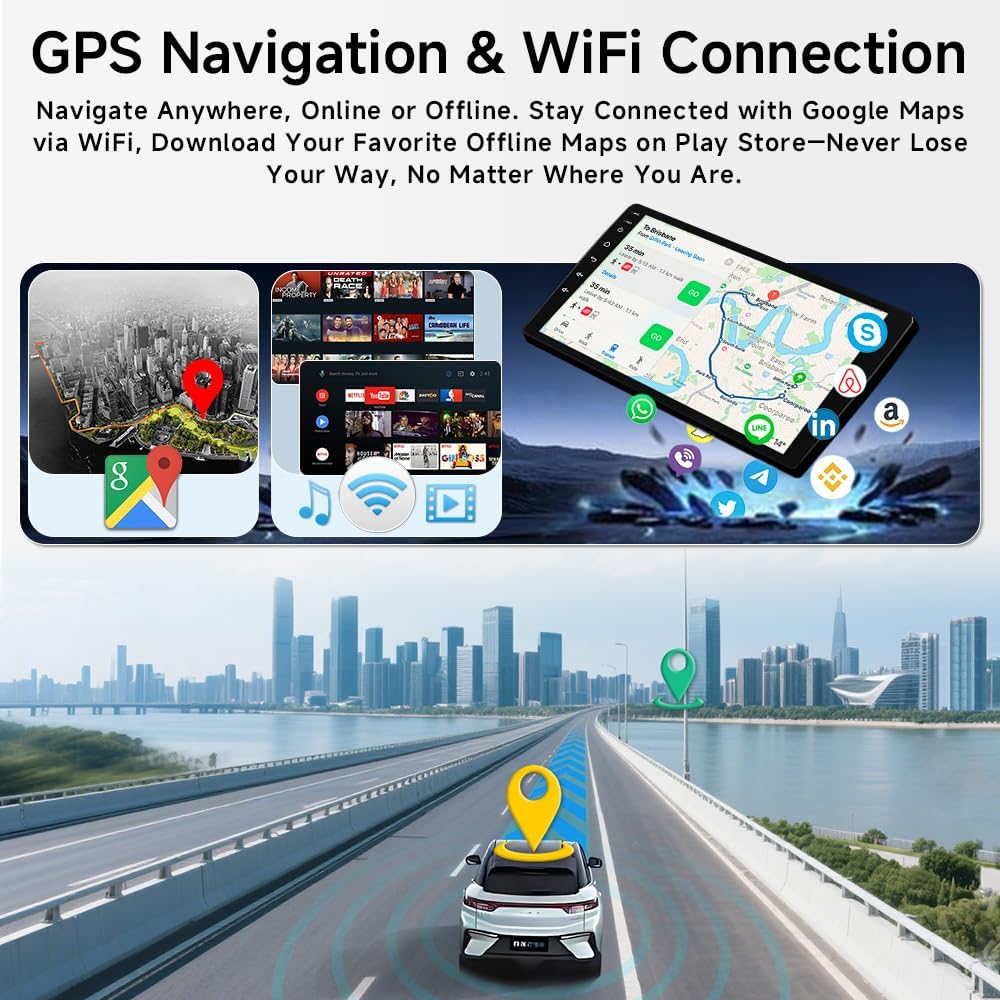 Android 15 Car Stereo Radio for Ford Focus MK3 2011-2018, 4+64GB Head Unit, Bluetooth 5.4 WiFi 6, Wireless CarPlay Android Auto, GPS Navigation, DSP, FM/RDS, SWC, HD Rear Camera