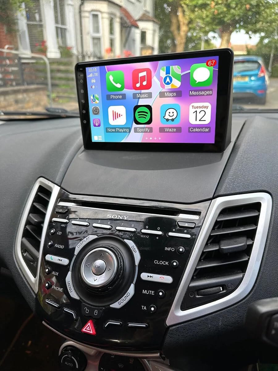 9 Inch Car Stereo Radio for Ford Fiesta 2009-2015 Head Unit Radio Android 14 GPS Navigation 2+64G SWC FM w/Carplay and Android Auto Bluetooth WiFi