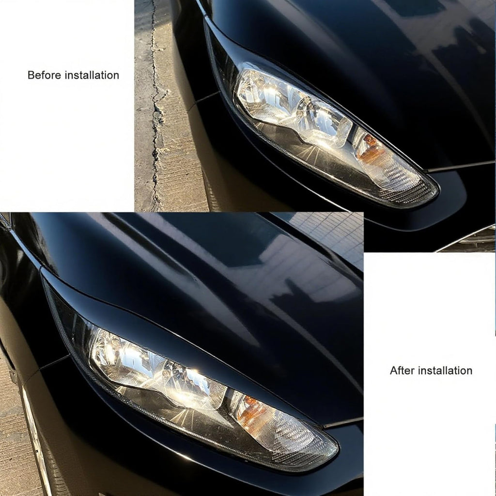 Car Headlight Eyebrow Trim Cover For Ford Fiesta MK7.5, Front Left and Right Headlight Eyebrow Eyelid Cover Trims Gloss Black for Fiesta Mk6.5 MK7.5 2012-2017