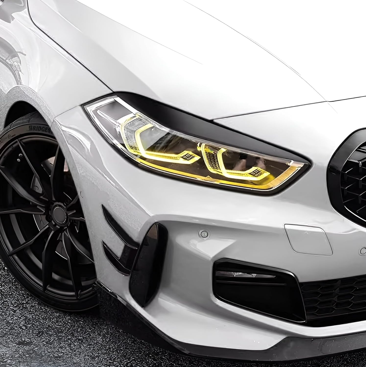 Headlight Eyebrow Eyelids Trim Cover for BMW 1 Series F40 2019-2024, Gloss Black