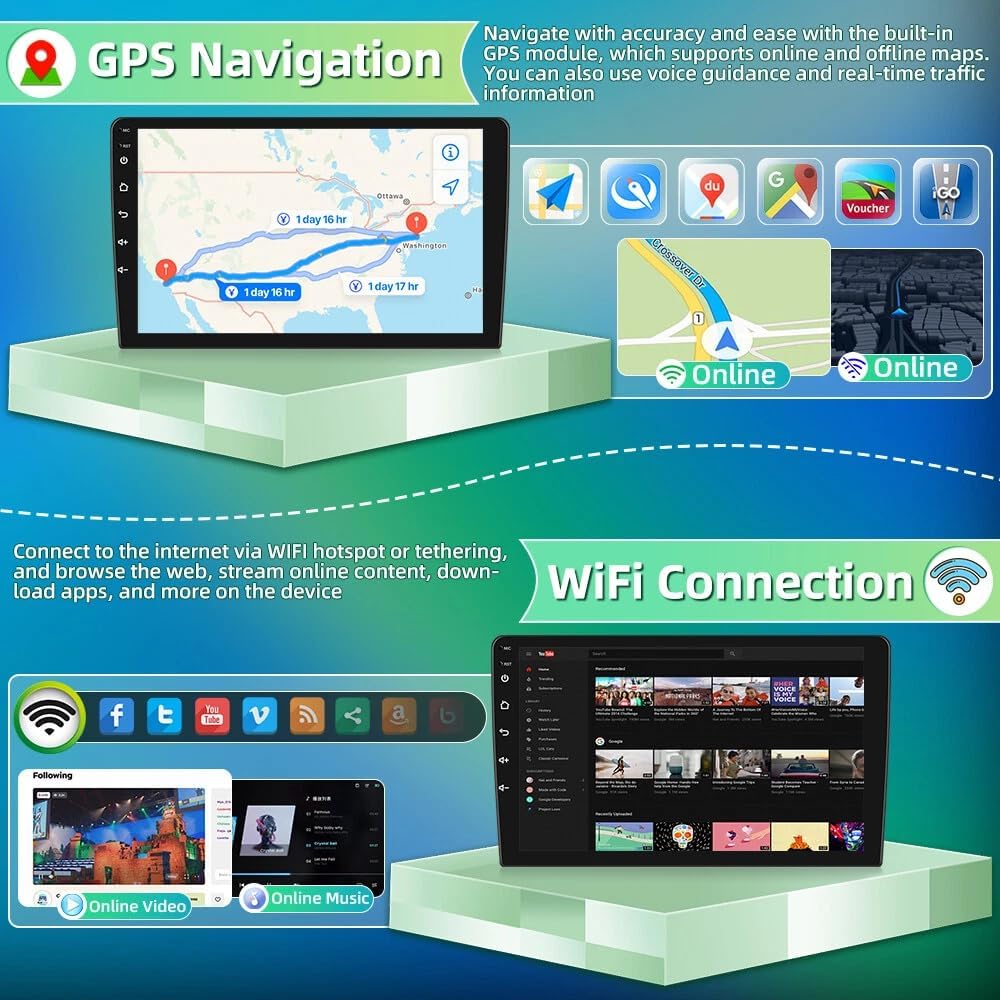 9 Inch Car Stereo Radio for Ford Fiesta 2009-2015 Head Unit Radio Android 14 GPS Navigation 2+64G SWC FM w/Carplay and Android Auto Bluetooth WiFi