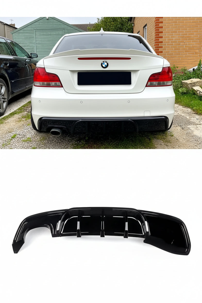 Rear Diffuser Fit For BMW 1 Series E82 120i 125i 128i 135i M Sport Coupe 2007-2013 Gloss Black ABS Painted Rear Bumper