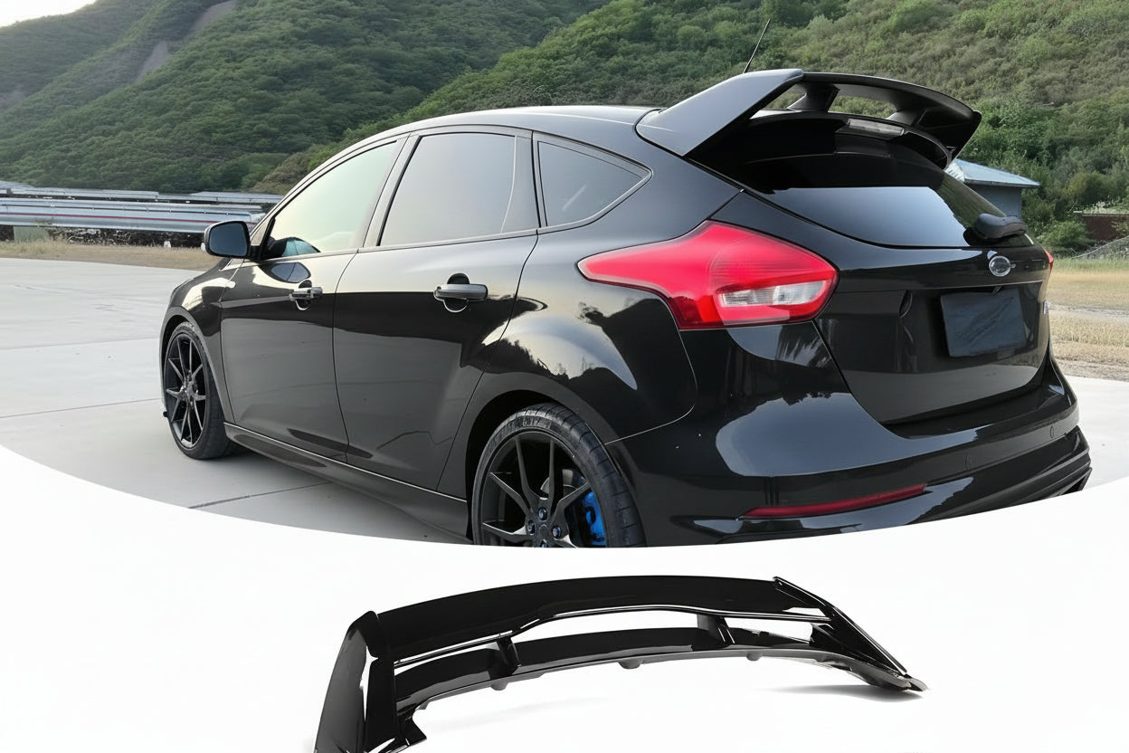 Rear Window Roof Spoiler Tailgate Boot Wing Fit For Ford Focus III MK3 2011-2018 EcoBoost/ST/ST-Line/T/Titanium/Zetec/RS Style Painted Gloss Black