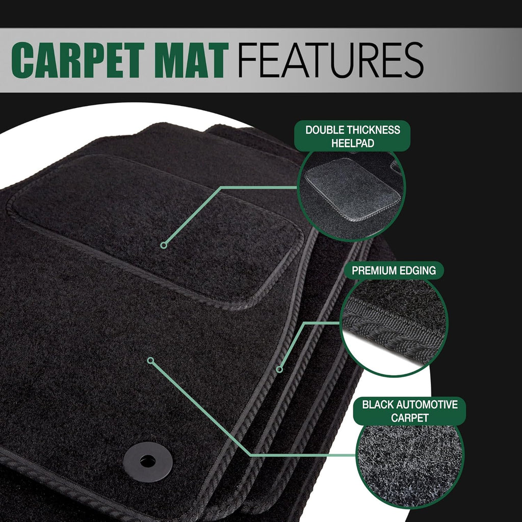 Car Floor Mats for Ford Focus 2011-2018 Full Coverage Floor Protection - Anti Slip & Fit Car Mat with Clips Easy to Clean Car Carpet for All-Weather